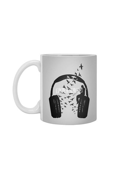 Fizello Headphone Trombone White Mug, Gift, Dowry, Presentation Holder