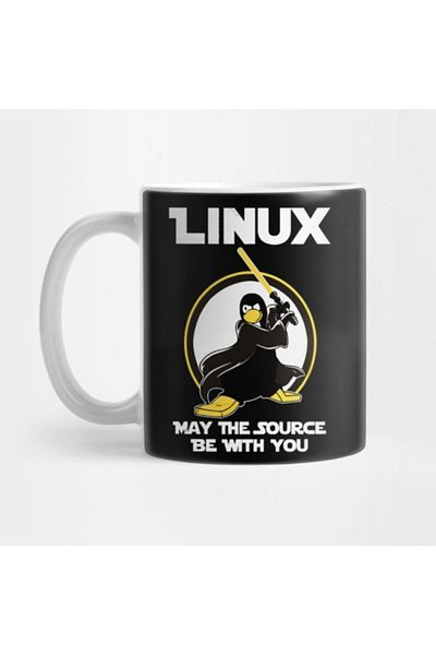 TatFast Linux May The Source Be With You - تي شيرت هدية كأس المهر