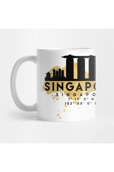 TatFast Singapore Skyline Map Art - Cup, Gift, Dowry, Presentation Holder
