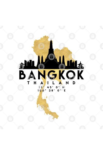 TatFast Bangkok Thailand Skyline Map Art - Mug, Gift, Dowry, Presentation Holder