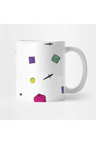 TatFast Dungeons & Dragons - 80S Dice Print Mug, Gift, Dowry, Presentation