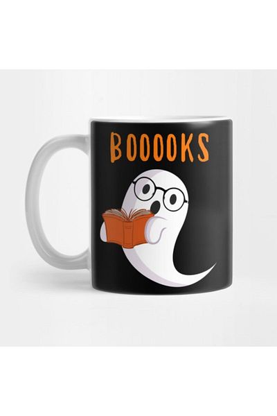 TatFast كوب تي شيرت لطيف من Ghost Book Worm Nerd Boooks لحفلات الهالوين