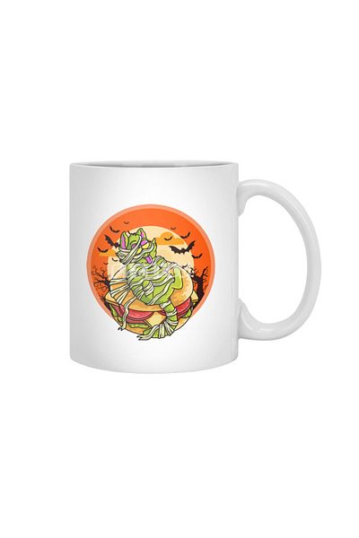 Fizello Spooky Halloween Mummy Cat - White Mug Burger Gift Dowry Presentation