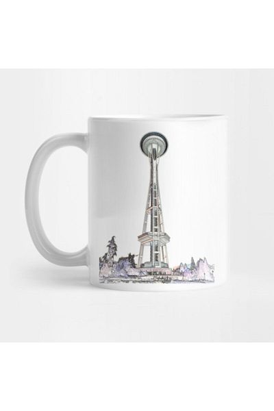 TatFast كوب Seattle Space Needle Edges، هدية، مهر، حامل عرض