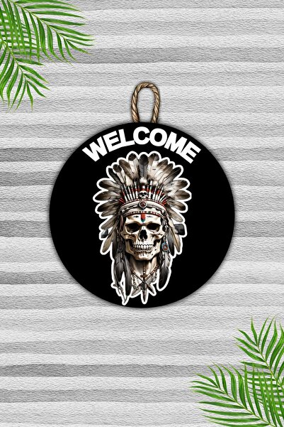 Dormot Home Модерна черна дървена украса за врата с червена кожа и череп - ук...