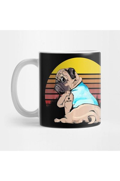 TatFast كوب I Love Mom Pug Tattooed Women Love Dog Vintage Mother S Day