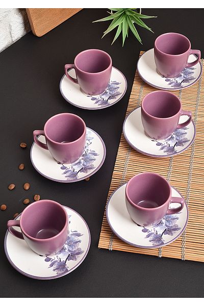 ŞURA MUTFAK 100ml Turkish Coffee Cup Set for 6 People - Orchid Digital Printing