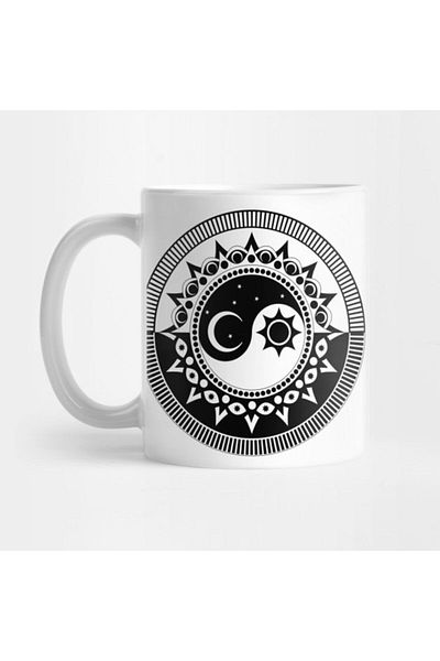 TatFast Yin Yang Duality Sun Moon Mandala Mug, Gift, Dowry, Presentation