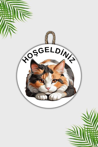 Dormot Home Modern White Floor Cat Wall Door Ornament - Outdoor Wooden Door Ornament