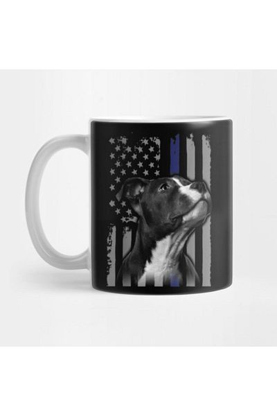 TatFast كوب Pıtbull Flag Staffordshire Bull American رفيع باللون الأزرق، هدية، مهر، عرض تقديمي