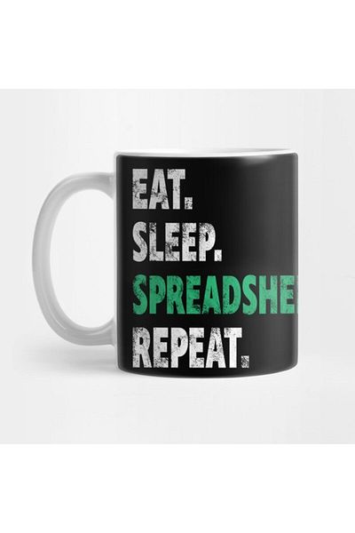 TatFast Eat Sleep Spreadsheet - كوب محاسب، هدية وعرض، هدية تكرار