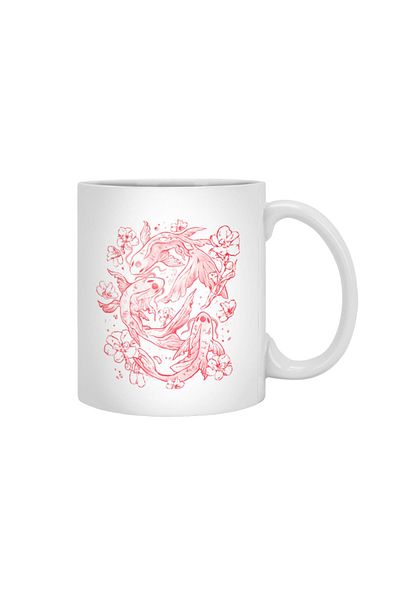 Fizello Red Koi - Aesthetic Oriental Koi Fish Gift White Mug, Gift, Dowry, Presentation Holder