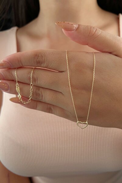 Fiyonk Kuyumculuk 14 Ayar Altın Bombeli Küçük Kalp Kolye