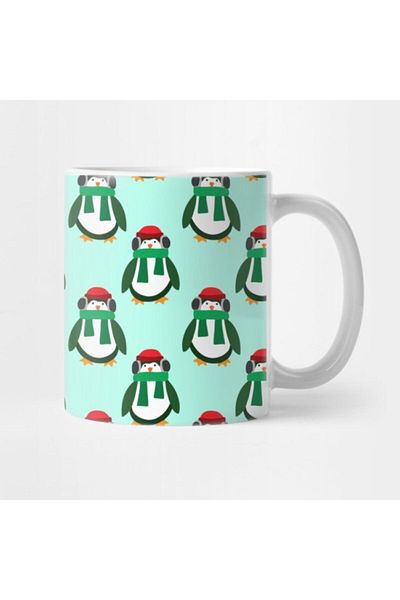 TatFast Green Christmas Penguin Pattern Mug, Gift, Dowry, Presentation