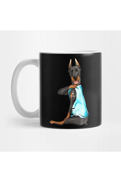 TatFast Doberman Pinscher Tattoos I Love Dad Sitting Father S Day Mug