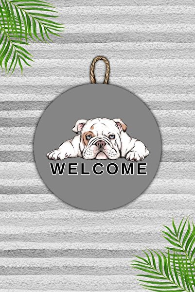 Dormot Home Ornament de ușă de perete pentru câine alb, podea gri modernă - D...