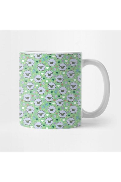 TatFast Spring Sheep Green Pattern Mug, Gift, Dowry, Presentation