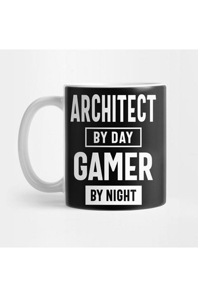 TatFast كوب هدايا المهندس المعماري من Day Gamer من Night Profession Occupation Job