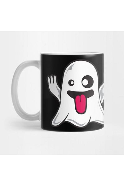 TatFast Funny Ghoul Face Halloween Ghost Emojis Easy Quick Costume Mug