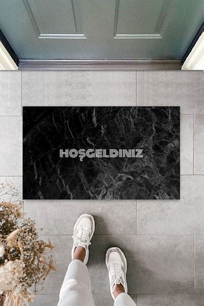 Dormot Home Modern Digital Printing Black Welcome Door Mat
