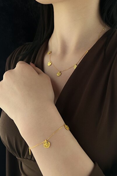 Fiyonk Kuyumculuk 14 Ayar Altın Reşat Görünümlü Set (KOLYE,KÜPE,BİLEKLİK)