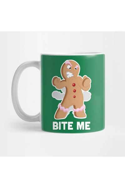 TatFast Bite Me Angry Gingerbread Man Mug, Gift, Dowry, Presentation