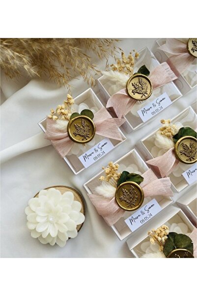 GLARE ATELİER 20 Adet Süslemeli Lotus Mum , Nikah Şekeri, Doğum, Sünnet , Düğün , Nişan , Söz , Kına Hediyelik