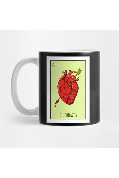 TatFast Mexican Loteria 27 - Hand Corazon Mug, 28mm, for Gift and Presentation