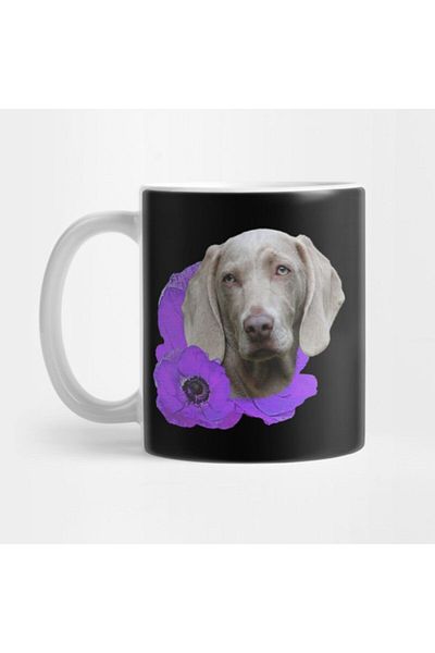 TatFast كوب منقوش عليه زهور من Weimaraner - هدية ومهر وعرض