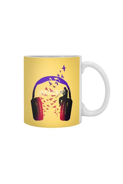 Fizello Headphone Music Trombone White Mug, Gift, Dowry, Presentation Holder