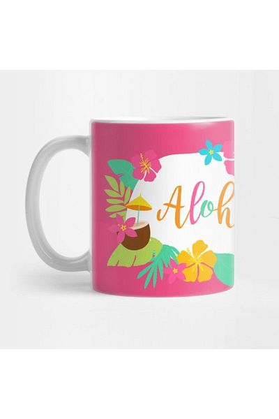 TatFast ألوها مع كوب زهور الكركديه هاواي، هدية، مهر، عرض