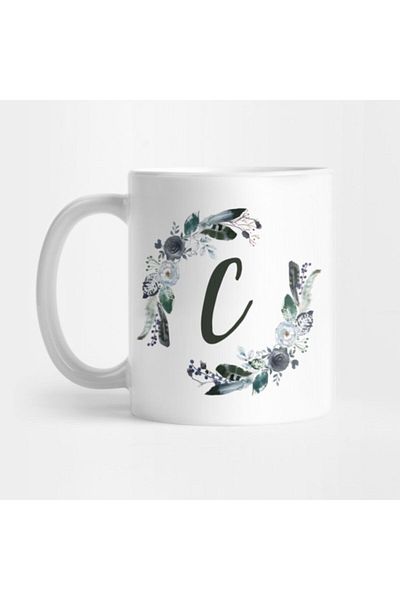 TatFast كوب بوهيمي مونوغرام على شكل حرف C - هدية ومهر وعرض