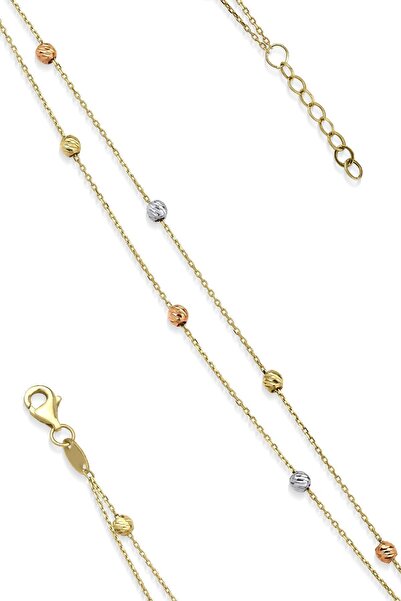 Fiyonk Kuyumculuk 14 Ayar Altın Çift Sıra Asimetrik Dorika Toplu Bileklik