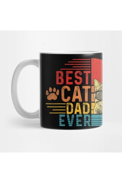 TatFast Mens Best Cat Dad Ever Funny Cat Dad Father Vintage Gift Mug
