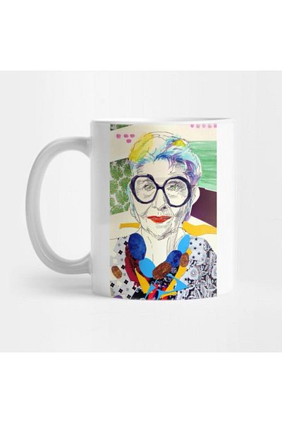 TatFast كوب Iris Apfel Fanart، هدية، مهر، حامل عرض