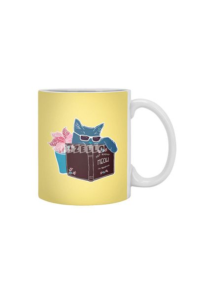 Fizello مظلة منقوشة بالزهور - "Not Right Meow I'mWhite Mug"