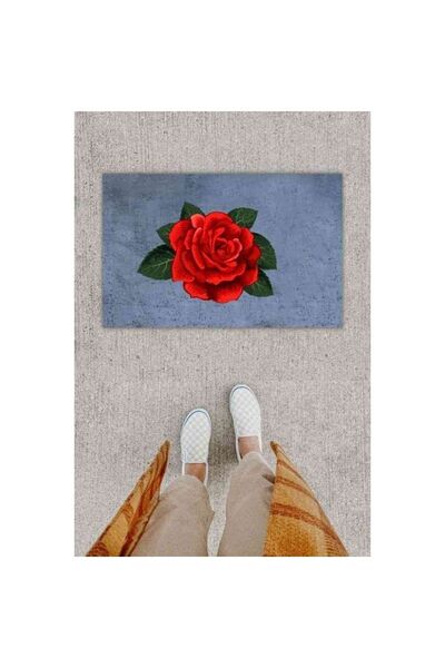 Dormot Home Covoraș de ușă decorativ cu imprimare digitală, antracit, trandafir