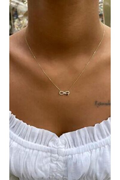 Fiyonk Kuyumculuk 14 Ayar Altın Mini Kalpli Sonsuzluk Kolyesi