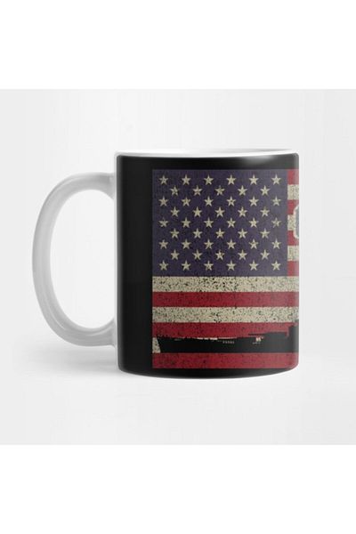 TatFast كوب هدية Uss North Carolina Bb-55 Us Navy Battleship Vintage بعلم أمريكي