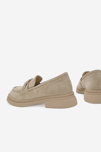 TUNAELLİ Бежева замша - жіночі туфлі-лофери з натуральної шкіри 36-41
