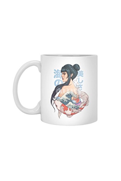 Fizello Geisha and Koi - كوب كاناغاوا الخيالي باللون الأبيض، هدية وعرض