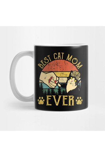 TatFast Womens Retro Vintage Best Cat Mom Ever Leopard Gifts Mug
