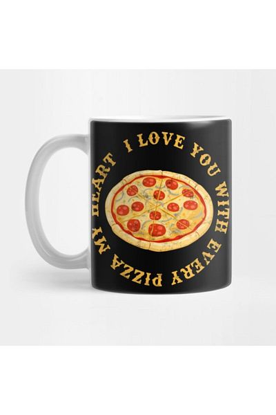 TatFast I Love You Pizza Heart Mug - Gift, Dowry and Presentation