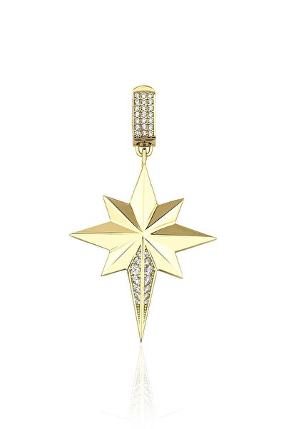 Fiyonk Kuyumculuk 14 Ayar Altın Taşlı Kilit Detaylı Kuzey Yıldızı Kolye Ucu