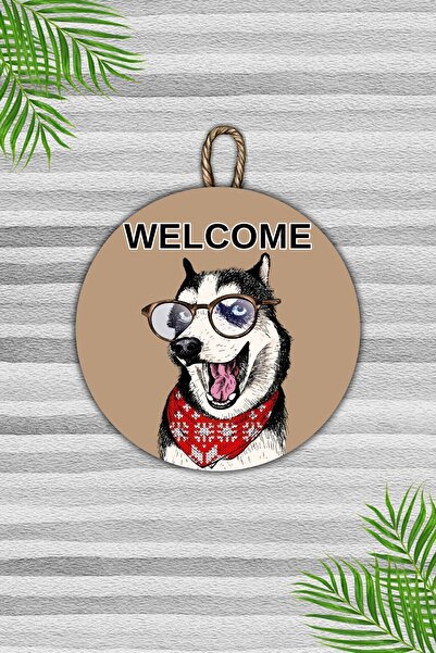 Dormot Home زخرفة الباب الخشبي البني الحديث - ترحيب الكلب، زخرفة الباب الخارجي