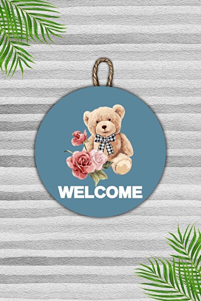 Dormot Home Модерна синя декорация за врата от дърво с мече - за външна употреба