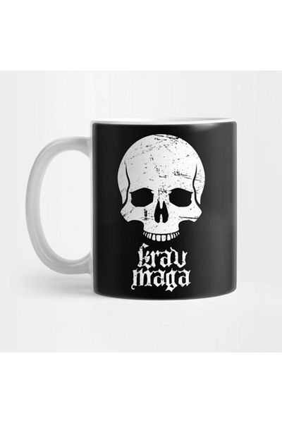 TatFast Distressed Krav Maga Skull Mug, Gift, Dowry, Presentation