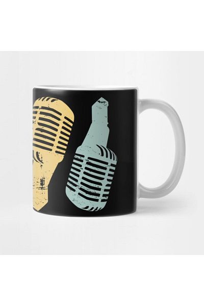 TatFast Retro Vintage Microphone Vocalist Icons Mug, Gift, Dowry, Presentation Holder