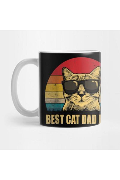 TatFast Mens Vintage Best Cat Dad Evers Funny Cat Lover Gift Men Mug