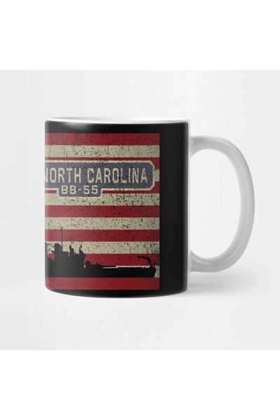 TatFast كوب هدية Uss North Carolina Bb-55 Us Navy Battleship Vintage بعلم أمريكي